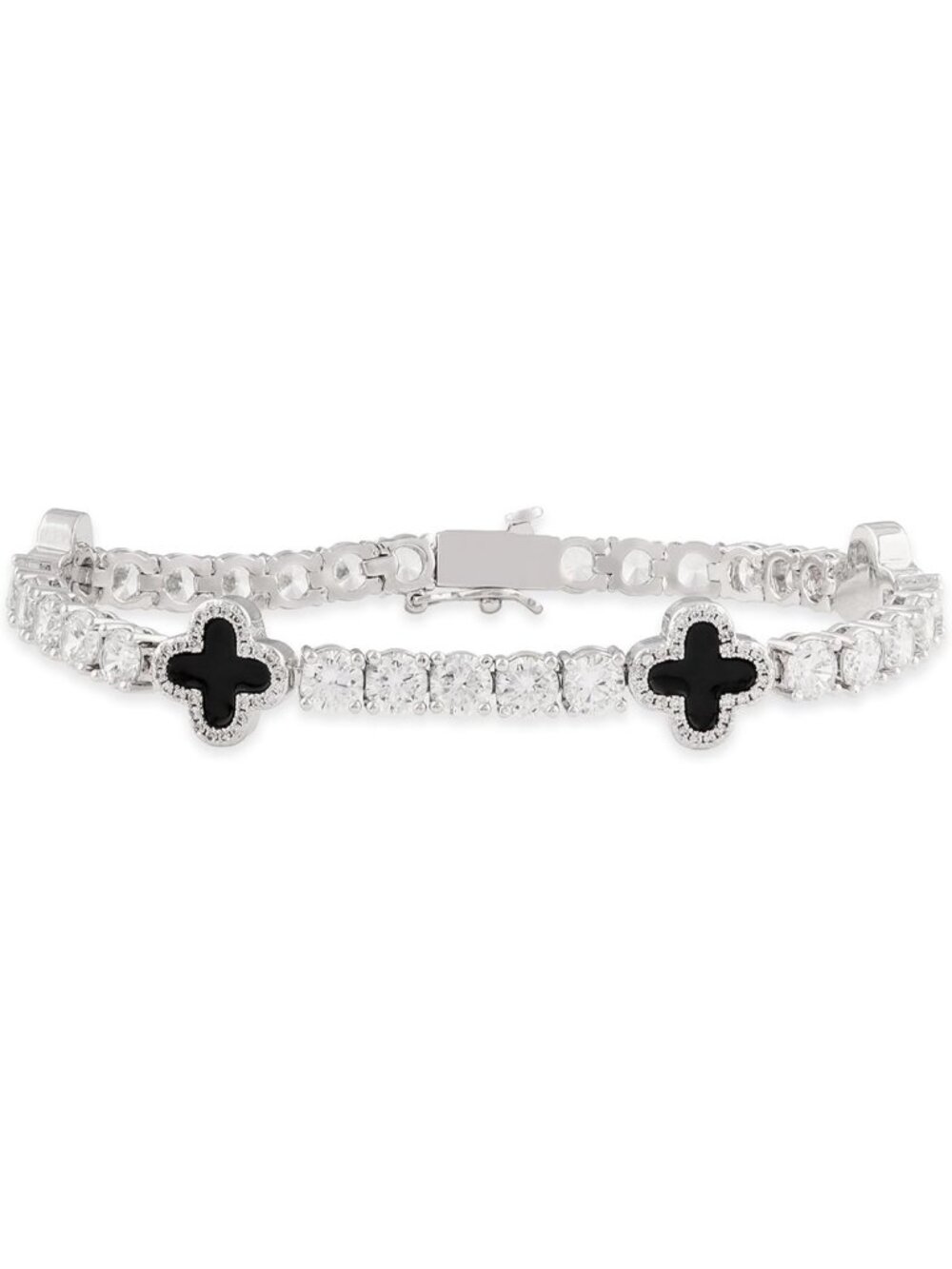 Elegant Black Tennis Bracelet for Men & Women, Round Cut Diamond Simulants